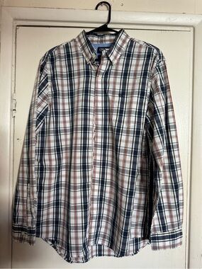 Champs Men's Navy, White & Red Plaid Button-Down Shirt